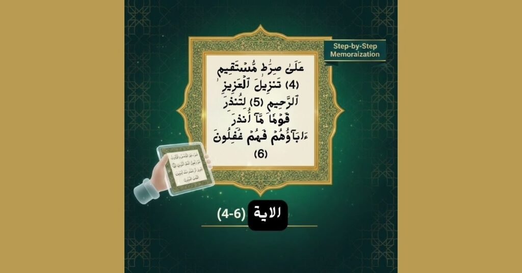 استمتع بمنهجية "آية والترديد" لحفظ سورة يس بسهولة. فيديو تعليمي يركز على الآيات 4 إلى 6 بتكرار متقن، مثالي للأطفال والمغتربين. اكتشف الطريقة التي تجعل الحفظ ممتعاً ومستمراً.