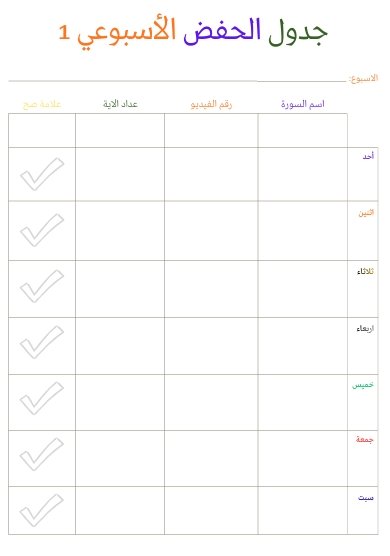 جدول حفظ القرآن الكريم للأطفال في الغربة - مشروع آية وترديد