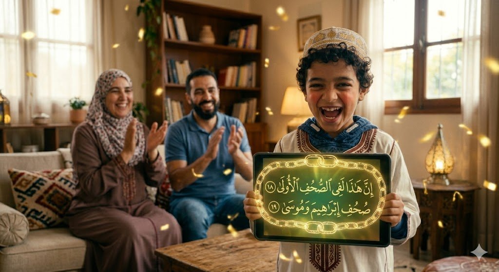 حفظ سورة الأعلى للأطفال - ياسين يحتفل بختم السورة مع حزمة آية والترديد